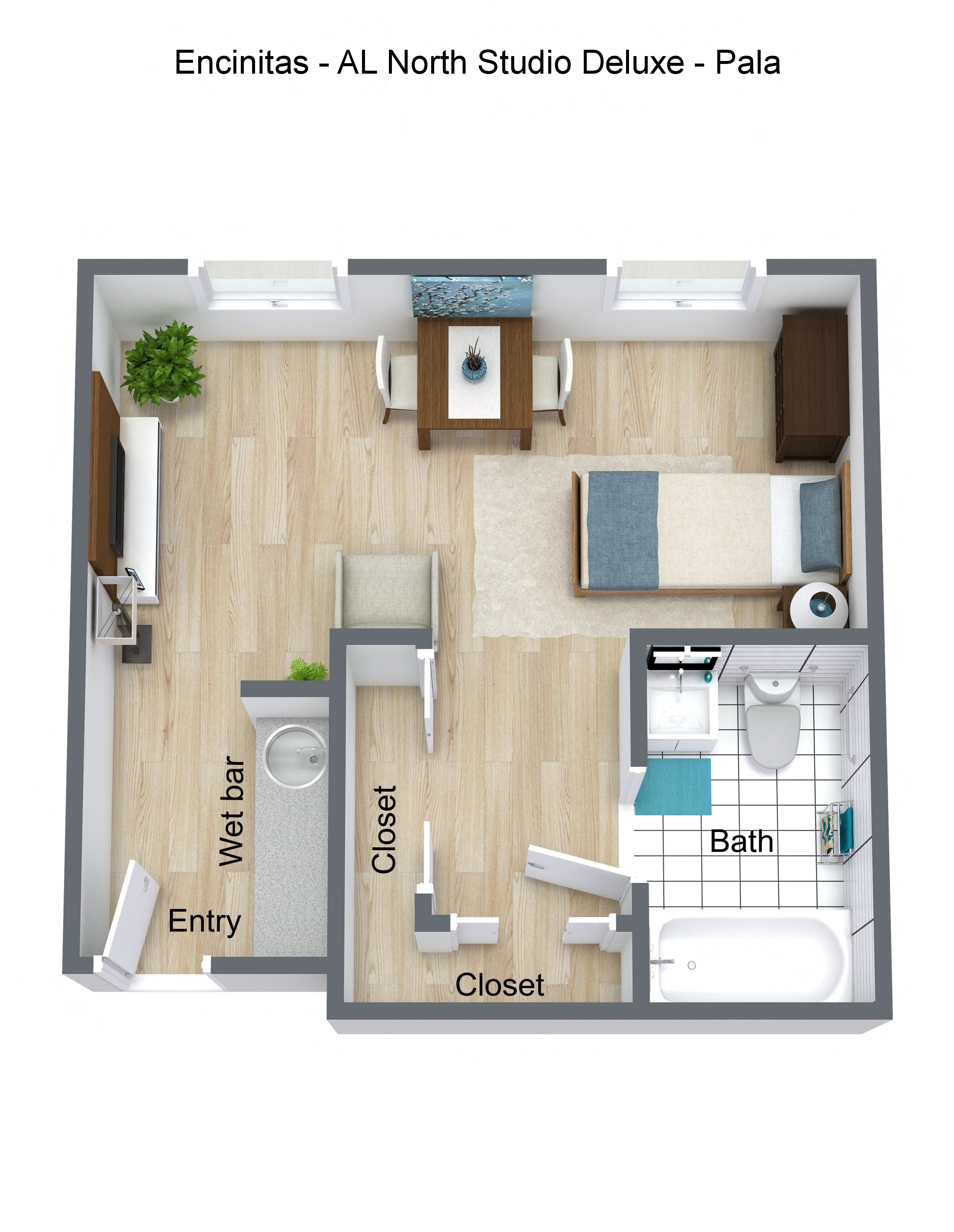 Studio Deluxe S2 & S2V Floor Plan at Azure Point at Encinitas, Encinitas